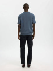 Polo Linen SELECTED 16096197 - Blue Mirage