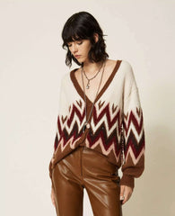Cardigan jacquard TWINSET ACTITUDE 3030 - Toffee