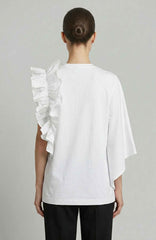 T-shirt asimettrica con ruches WEILI ZHENG S26TS04 - White