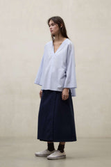 Camicia over scollo V ECOLAF PIA SHIRT - Sky Blue