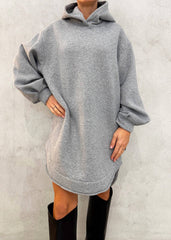Abito felpa GLAMOURETTE G33979 Cappuccio - Grigio Melange
