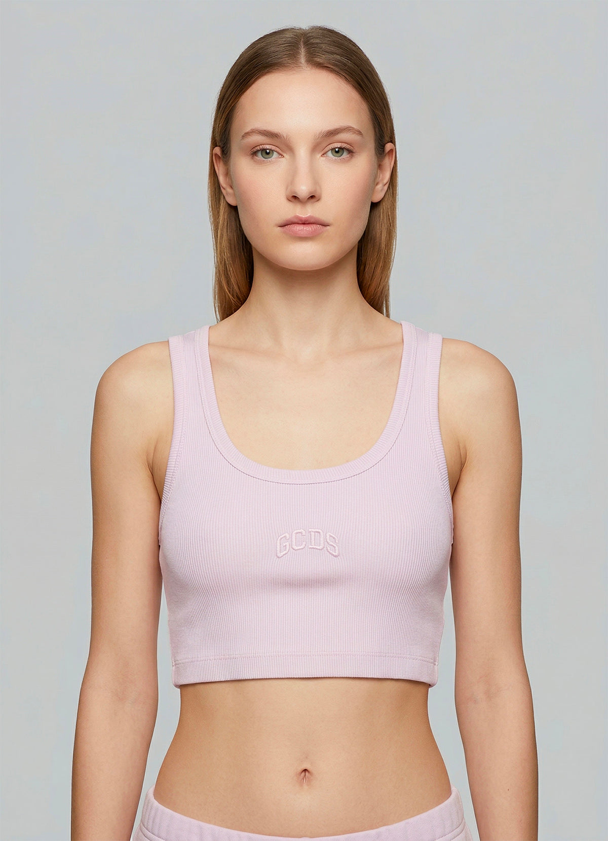 Mini Top crop GCDS Rib Logo - Orchid Pink
