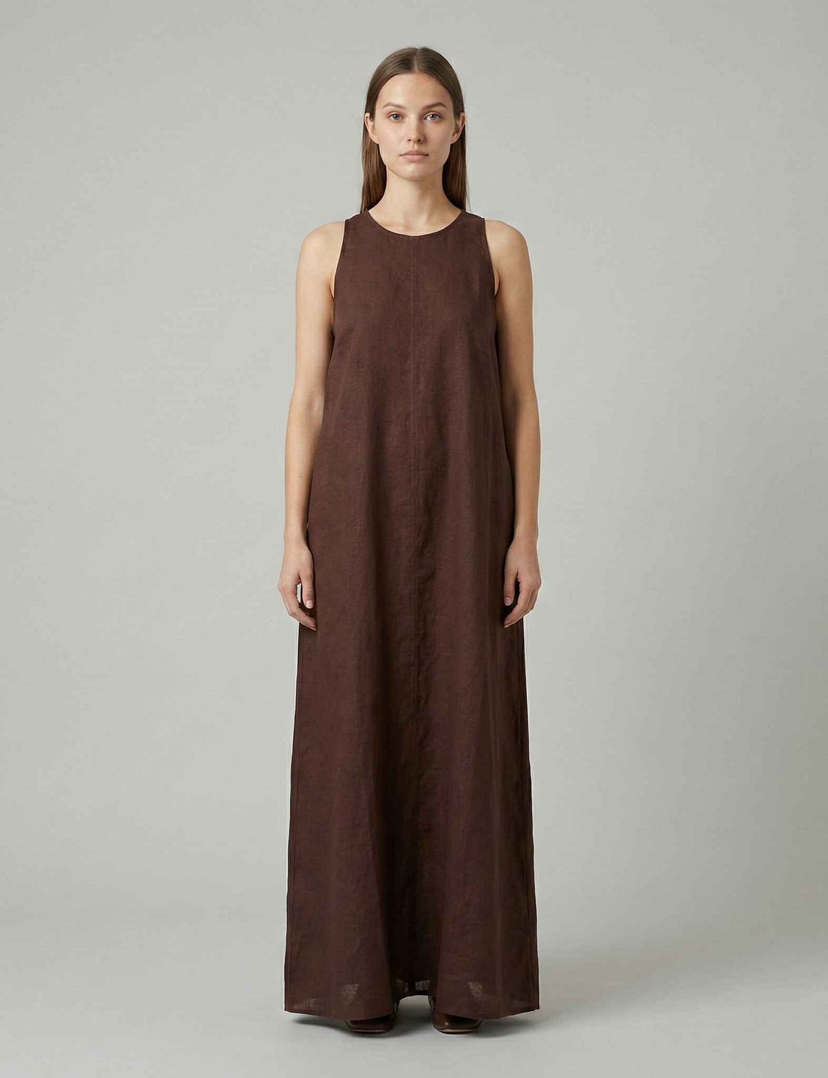 Abito lungo lino ECOALF UKARA DRESS - Cocoa