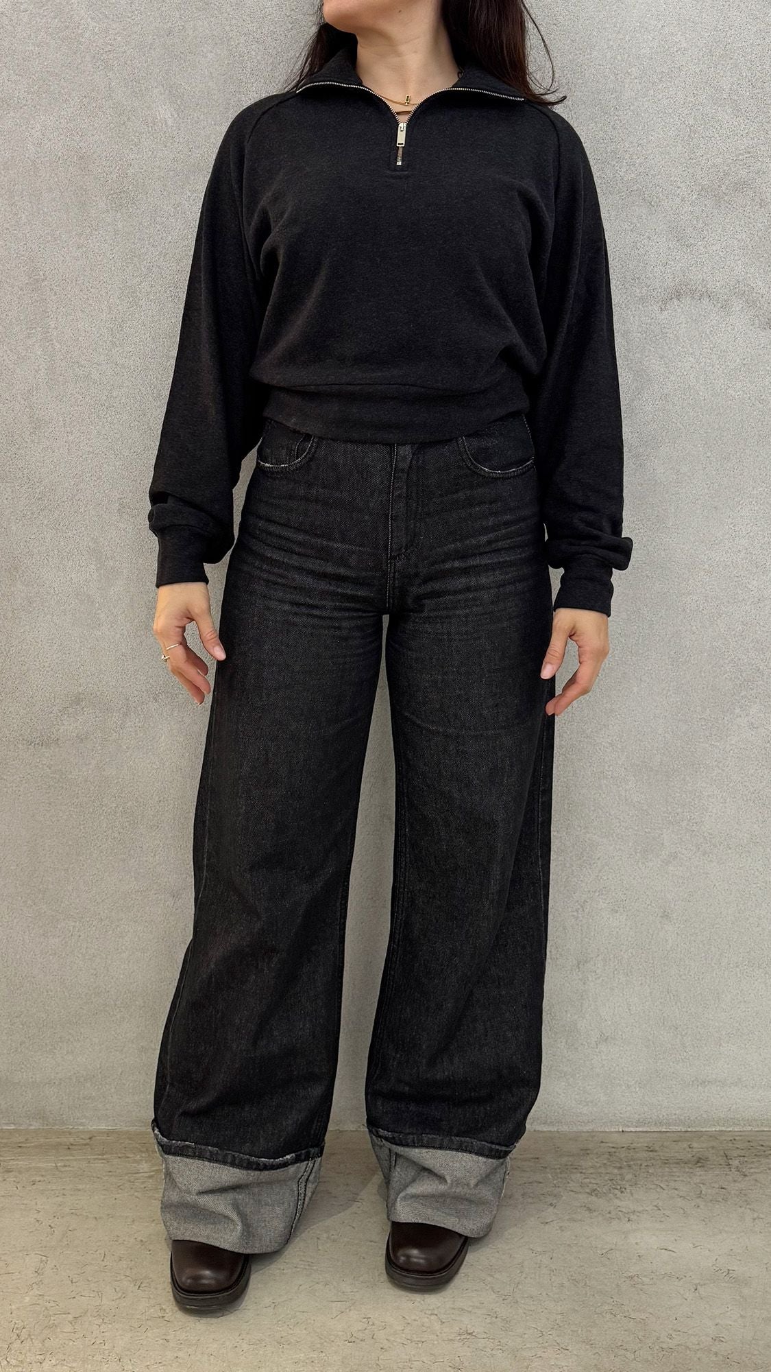 Maglione zip WOC Beatty - Grigio Fumo