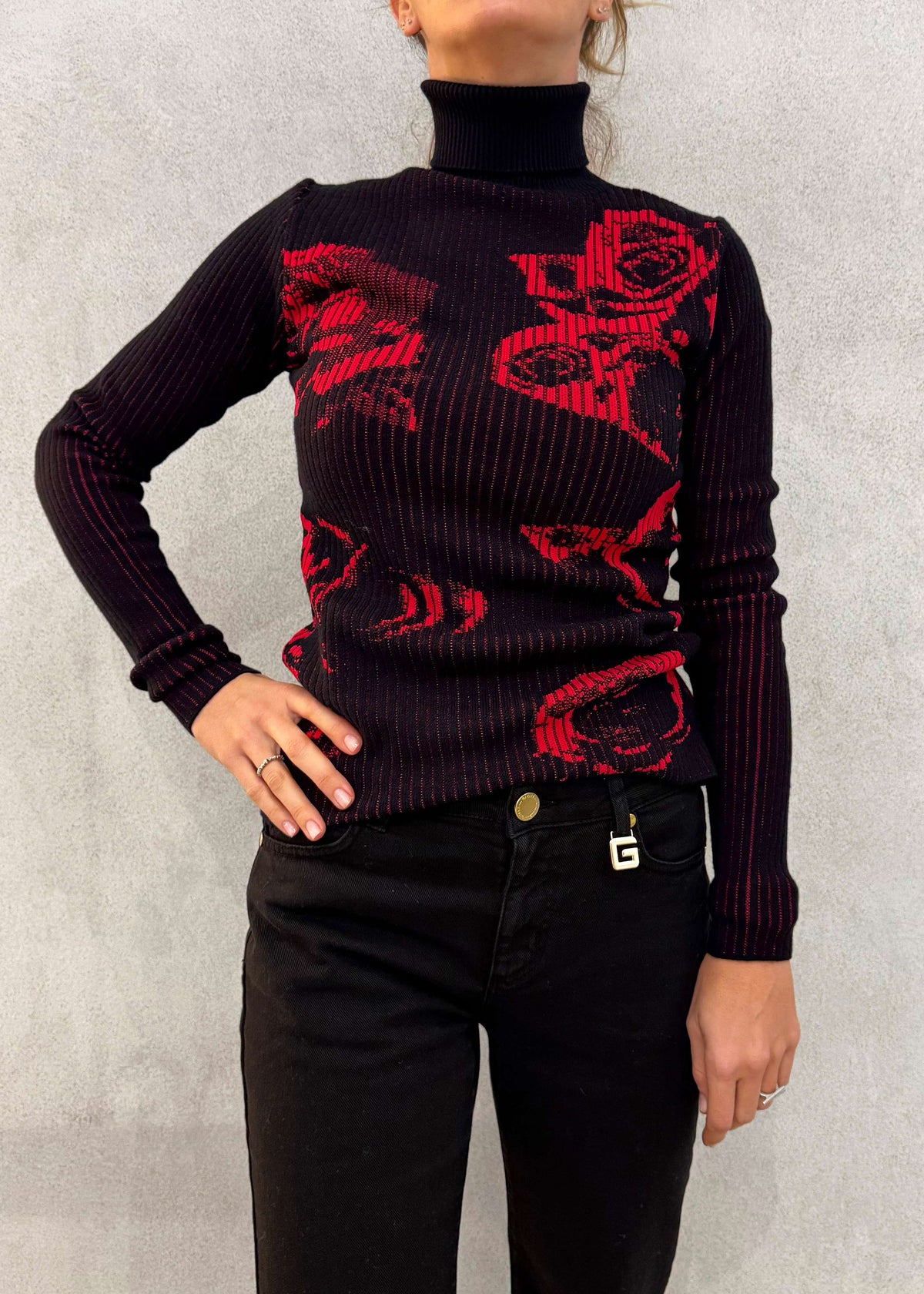 Pullover dolcevita GAELLE PARIS GAABW01232 - Nero/Rosso