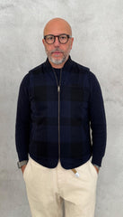 Smanicato BLEEKER Wool Check Reversible Owl 5028 - Navy