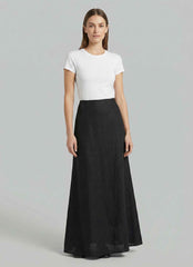 Gonna lunga lino ECOALF BETH SKIRT - Black