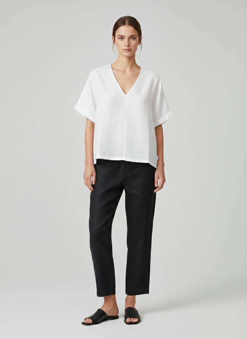 Camicia manica corta lino ECOALF DORA SHIRT - White