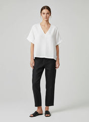 Camicia manica corta lino ECOALF DORA SHIRT - White