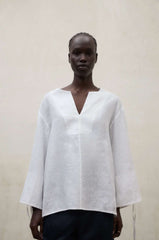 Camicia scollo V lino ECOALF JENA SHIRT - White