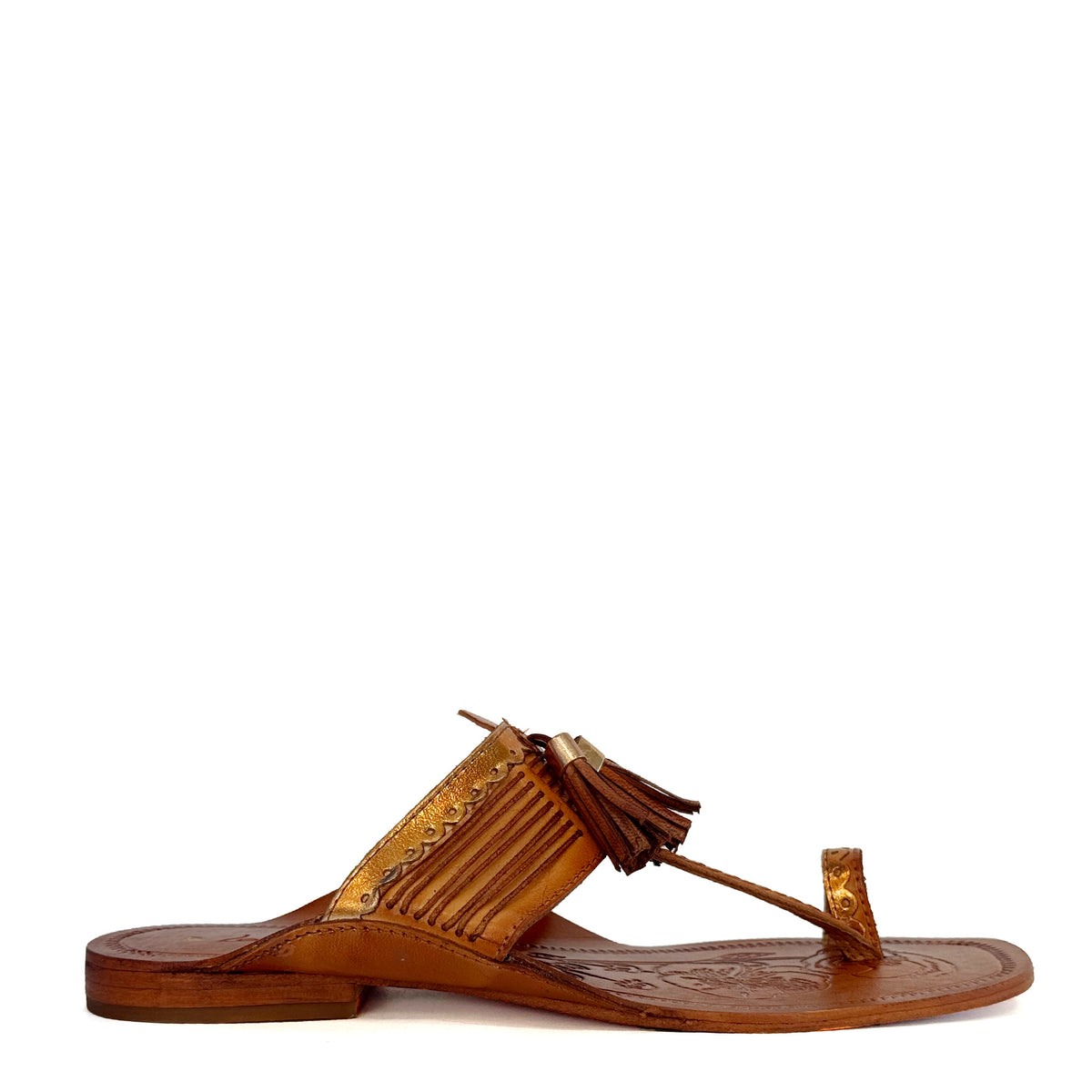 Sandalo basso LE CHICCHE LC6837 - Leather Tan/Gold