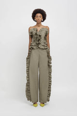 Top bustier in popeline WEILI ZHENG S26CT04 - Turtle Green