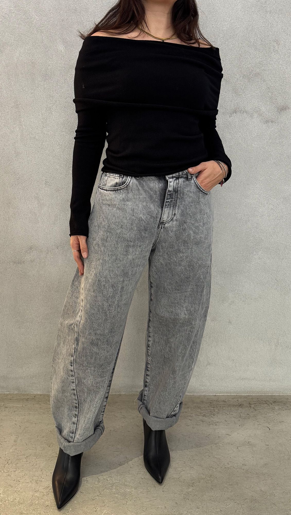 Maglia scollo barchetta KNITEREE KNW2585MA - Black