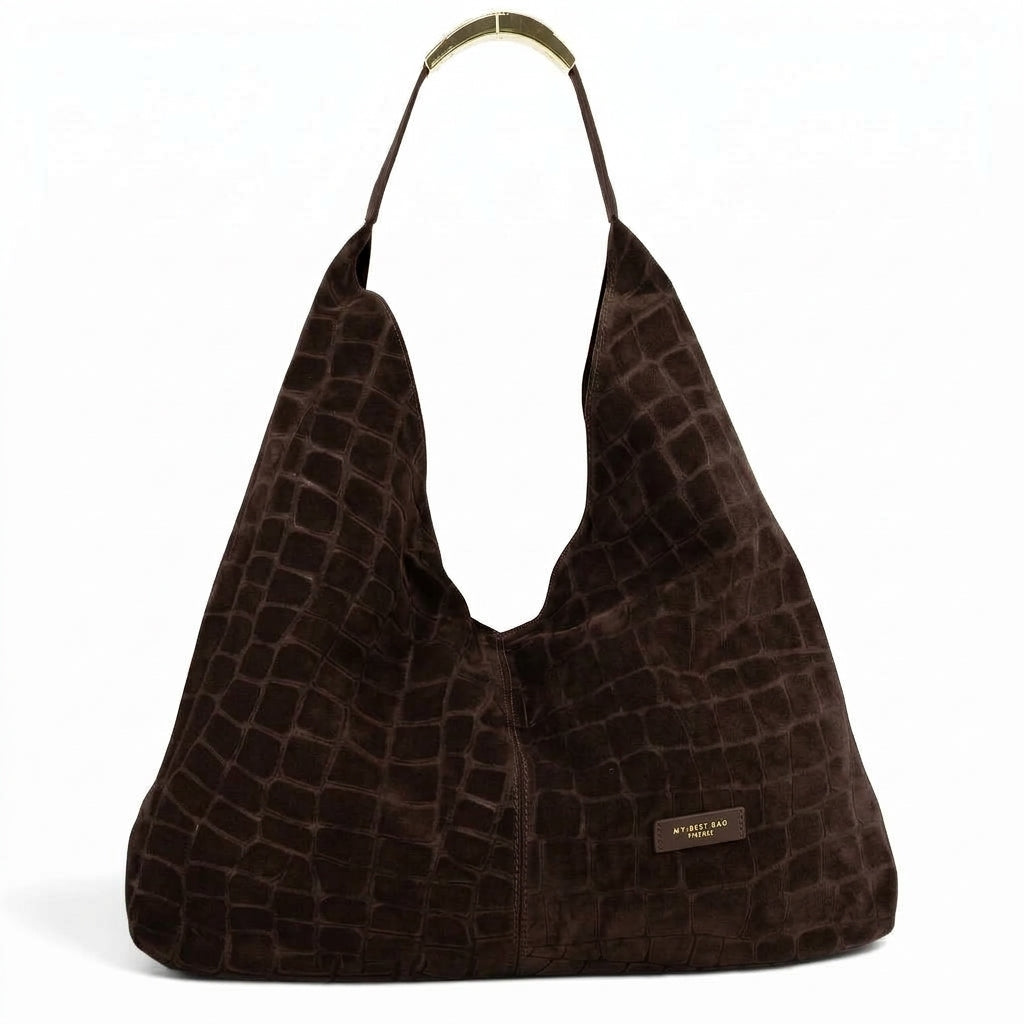 Borsa MY BEST BAG ELLISSE CROCO SUEDE 3031S - Dark Brown