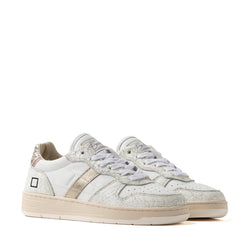 Sneaker D.A.T.E. COURT SHINY - White-Glitter Platinum