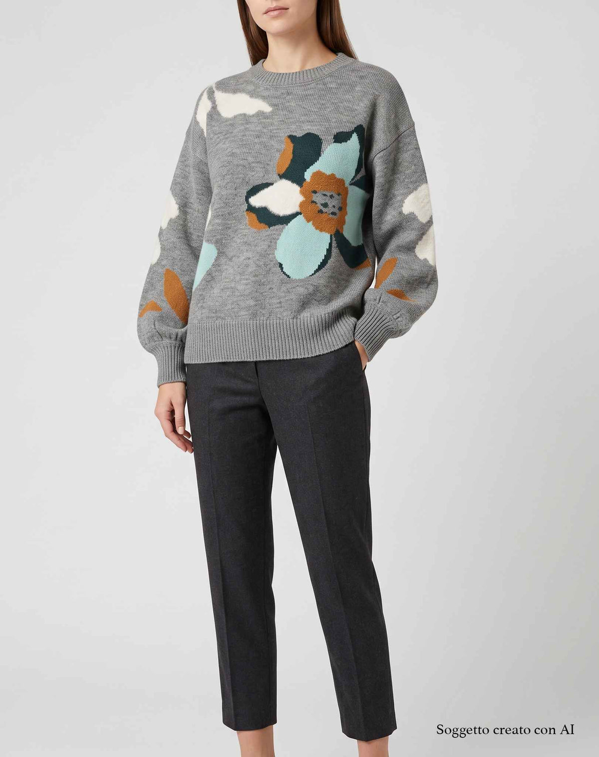 Maglione con intarsio TWINSET ACTITUDE 3021 - Grigio