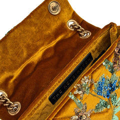 Borsa KURT GEIGER VELVET MINI KENSINGTON - Mustard