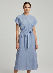 Abito chemisier lungo ECOALF AMATISTA DRESS - White/Blue Stripe