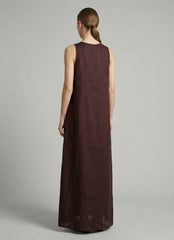 Abito lungo lino ECOALF UKARA DRESS - Cocoa