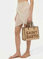 Borsa a mano SAINT BARTH VIVIAN MID STRAW 00369L - Leopard