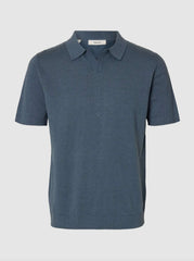 Polo Linen SELECTED 16096197 - Blue Mirage