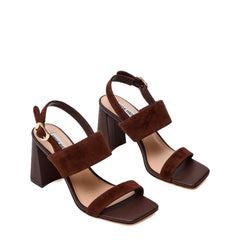 Sandalo con tacco STEVE MADDEN WENDIE - Suede Choco Brown