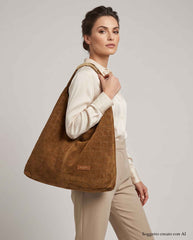 Borsa MY BEST BAG ELLISSE CROCO SUEDE 3030L - Cognac