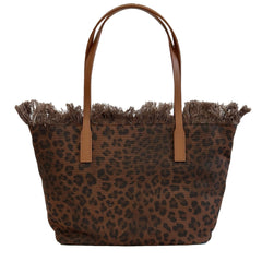 City Bag Mid Fringe SAINT BARTH 00588L - Canvas Dark Leopard