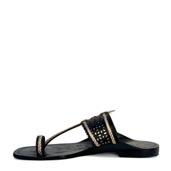 Sandalo basso LE CHICCHE LC6825 - Leather Black/Gold
