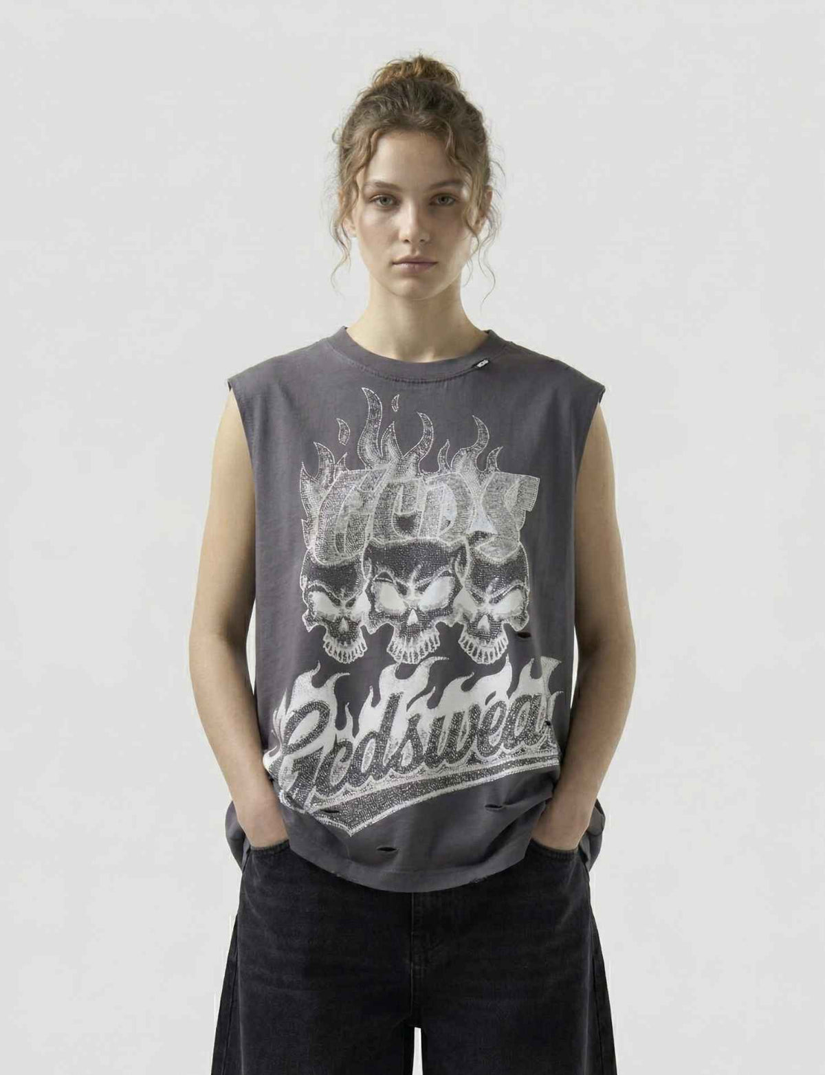 T-shirt Riders Sleeveless GCDS - Anthracite/Grey