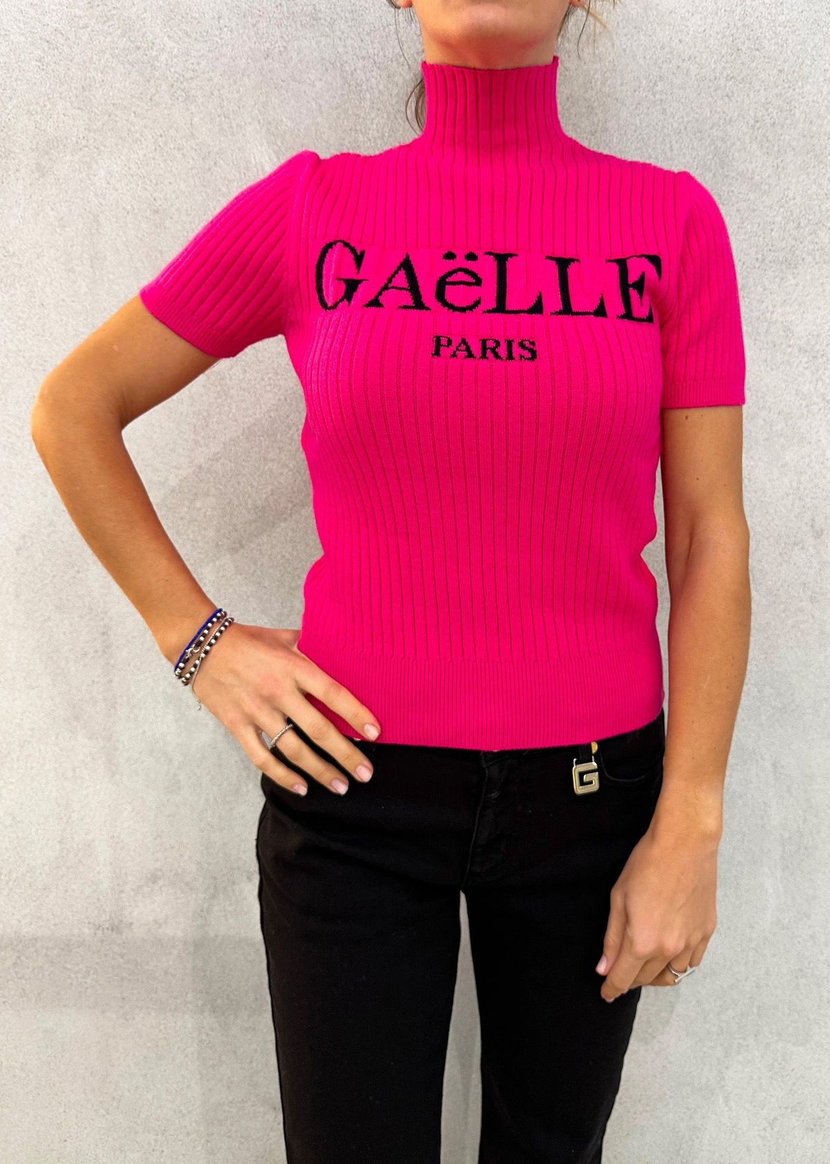 Pullover Dolcevita mezza manica GAELLE PARIS GAABW01293 - Fucsia