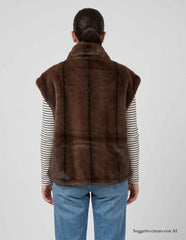 Giubbotto smanicato ecofur ARTLOVE ISALYS - Brown
