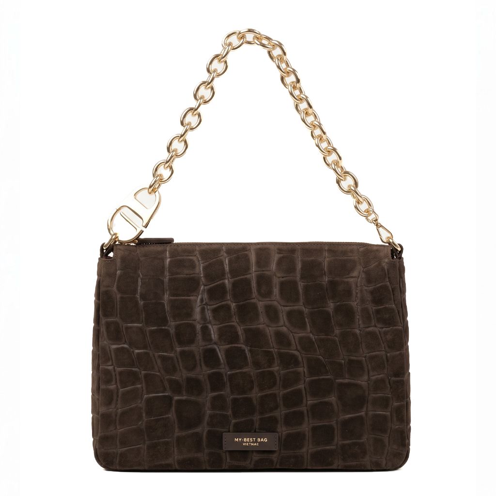Borsa MY BEST BAG REFLEX CROCO SUEDE 3028L - Dark Brown