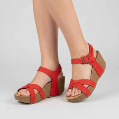 Sandalo con zeppa BIONATURA 24FREGE - Nabuck Rosso