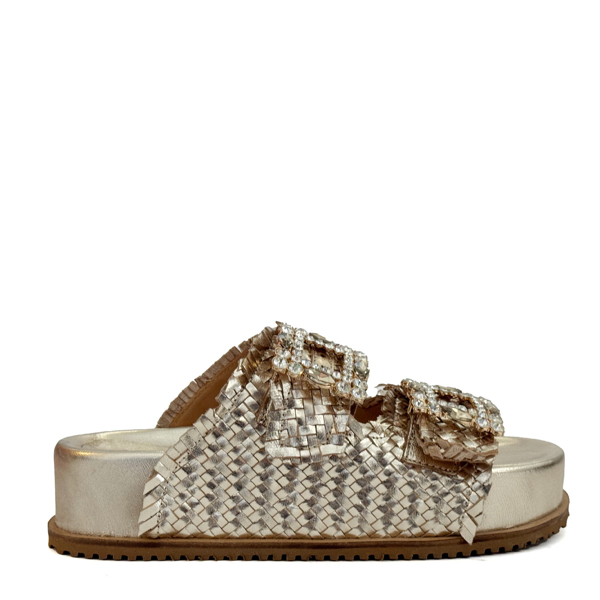Ciabatta strass MODE 212 Mary - Laminato Platino