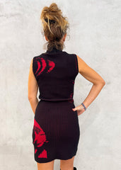 Abito in magliera corto GAELLE PARIS GAABW01231 - Nero/Rosso