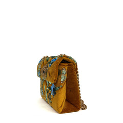 Borsa KURT GEIGER VELVET MINI KENSINGTON - Mustard