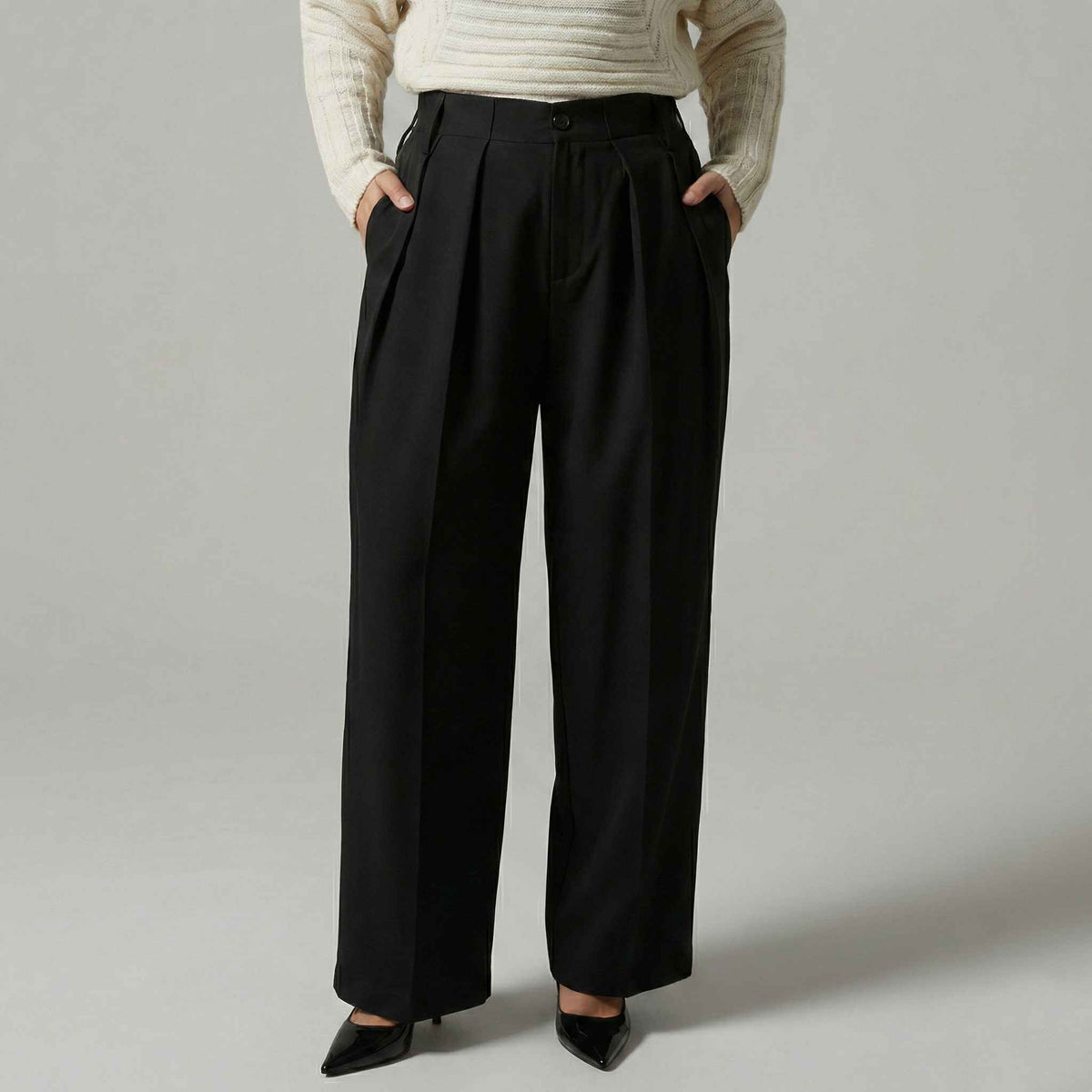 Pantalone vita media con pinces GAELLE PARIS GAABW06701 - Nero