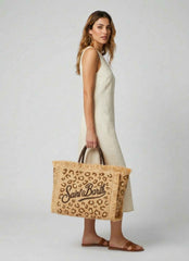 Borsa a spalla SAINT BARTH VANITY STRAW 00349L - Leopard