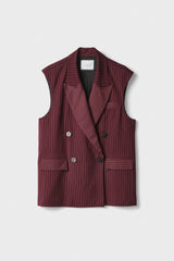 Gilet in twill gessato doppiopetto GAELLE PARIS GAABW06829 - Bordeaux