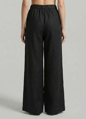 Pantalone lungo lino ECOALF MOSSI PANTS - Black