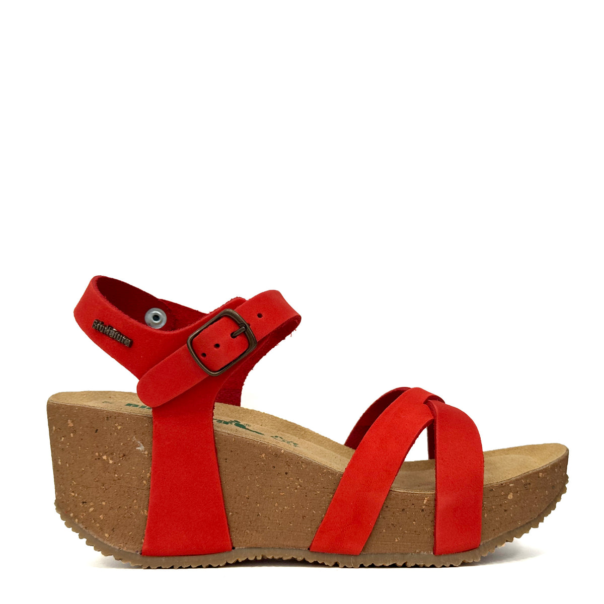 Sandalo con zeppa BIONATURA 24FREGE - Nabuck Rosso