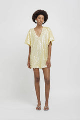Abito t-shirt in paillettes WEILI ZHENG S26DC06 - Banana