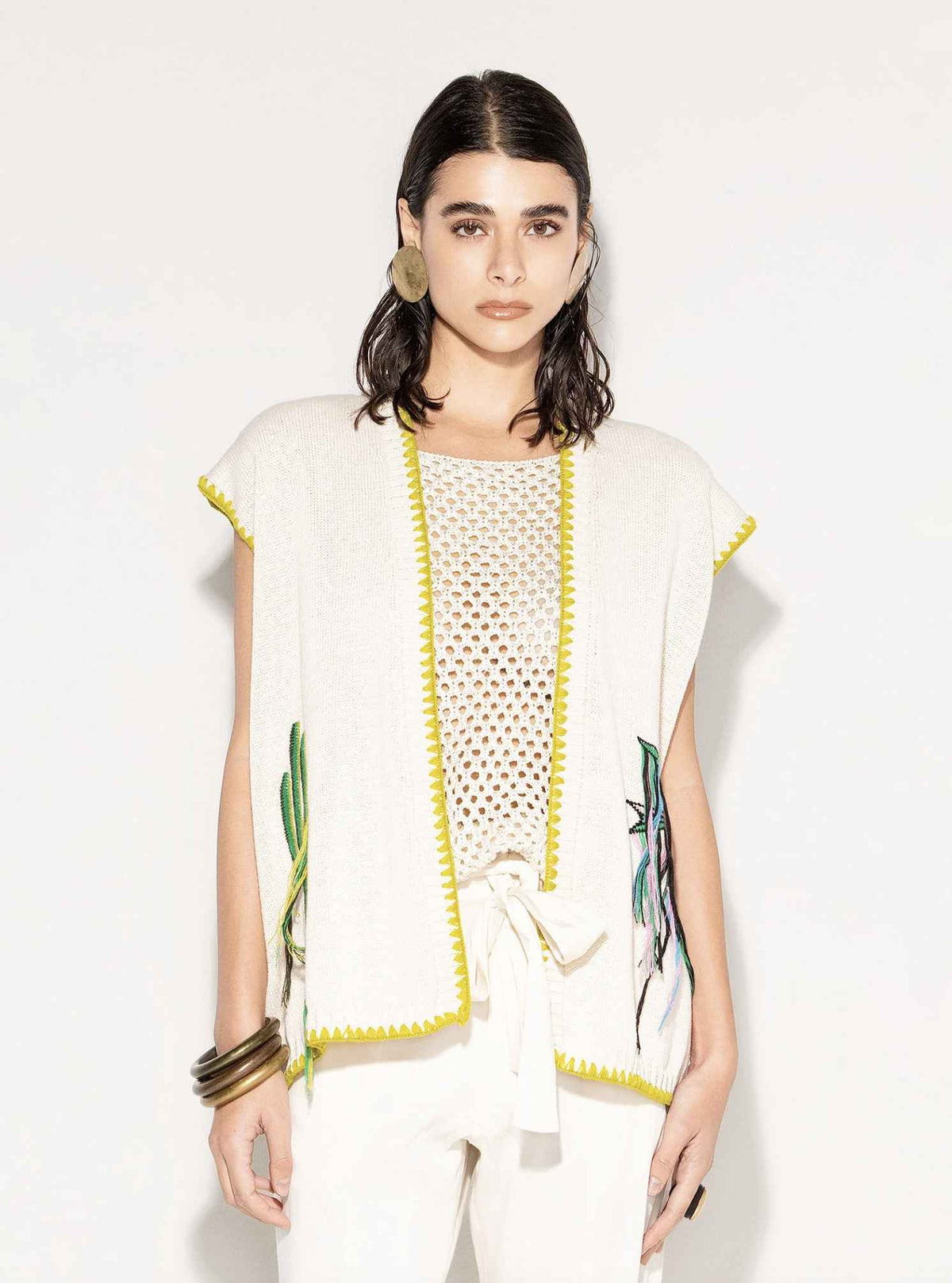 Gilet Jacquard AKEP 13049 - Panna