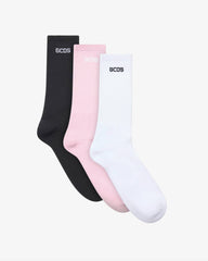 Calze logate 3-pack GCDS - White/Pink/Black