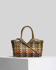 Borsa VIPERA MONET MADRAS - Moss Green/Cognac/Lame