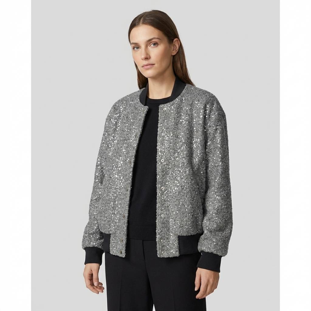 Bomber College pailettes GAELLE PARIS GAABW06555 - Grigio