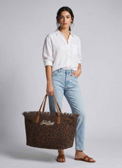 City Bag Fringe SAINT BARTH 00588L - Canvas Dark Leopard