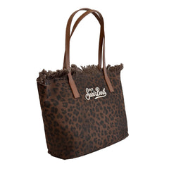 City Bag Mid Fringe SAINT BARTH 00588L - Canvas Dark Leopard