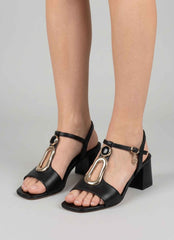Sandalo con tacco GOLD&GOLD FG09 - Nero